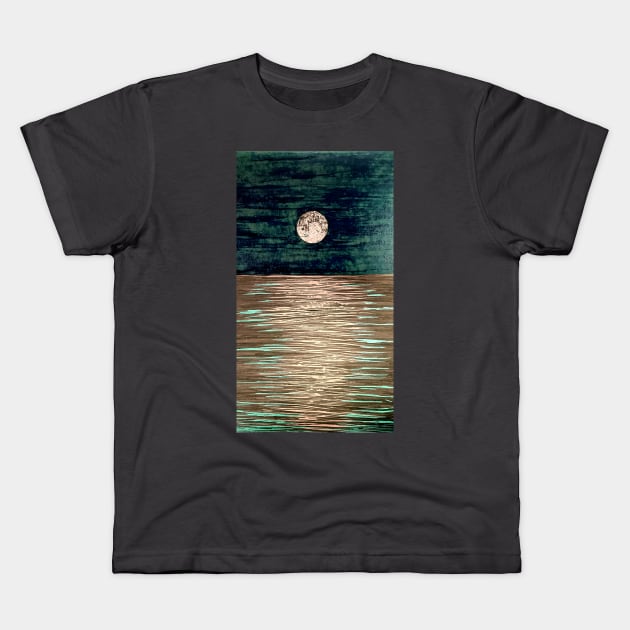 Moonlit Sea Kids T-Shirt by bridgetrolljess